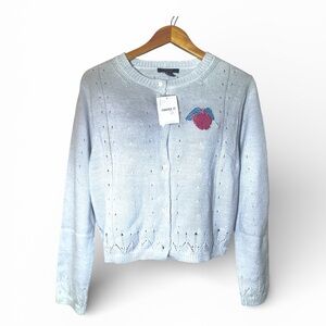 Custom “BRAINS” Light Blue Knit Sweater